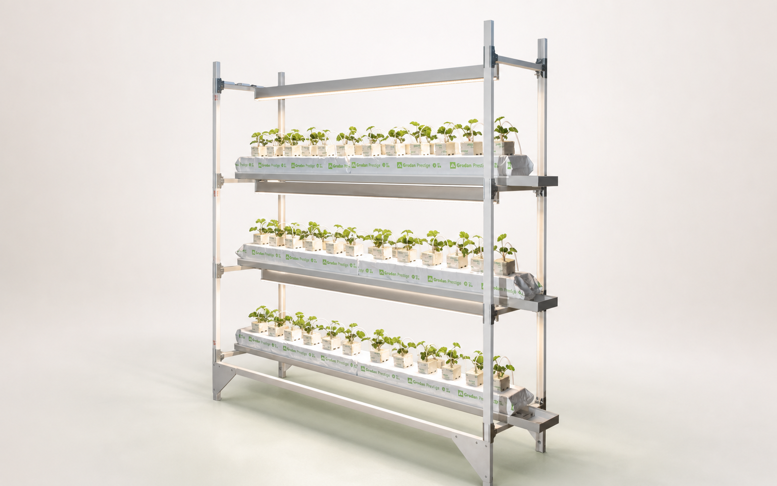 Трёхъярусный модульный стеллаж UFARMS для клубники с лотками, матами и фитосветом